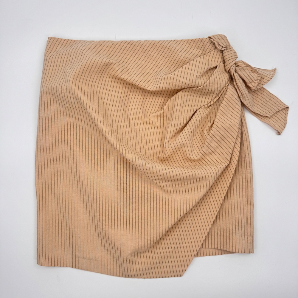 Zara Draped Pinstriped Asymmetrical Mini Skirt Size XS - Picture 2 of 7